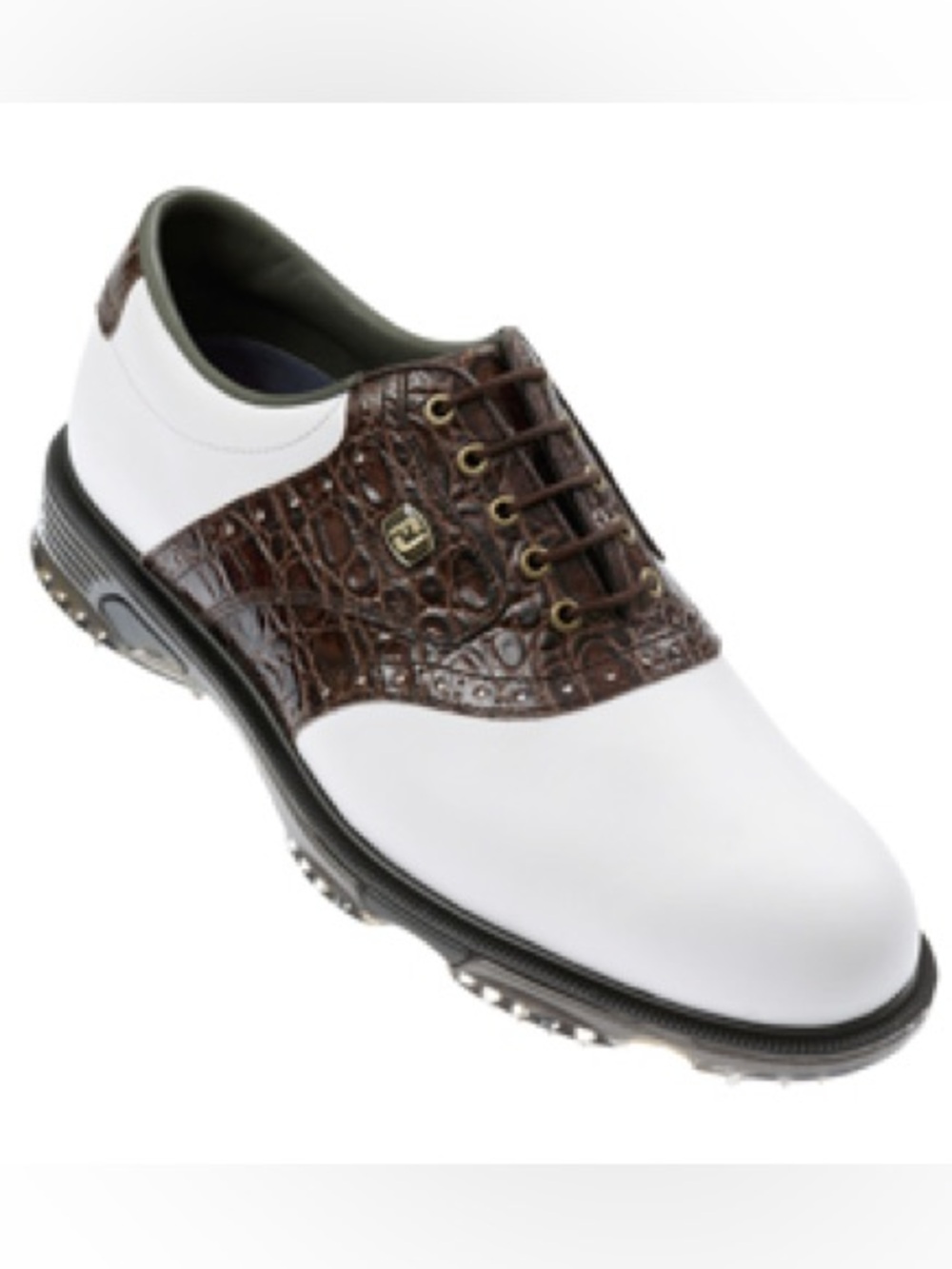 Footjoy FJ Dryjoys Tour Mens SIZE 9.5M Golf Shoes 53754 White Brown Lizard
